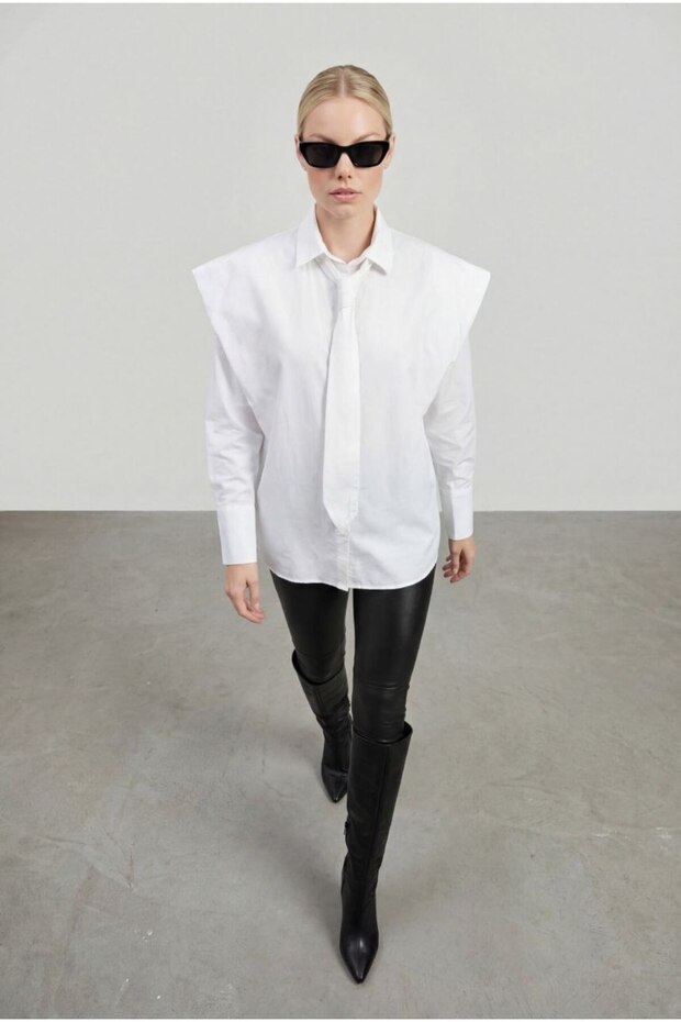 Women's White Tie Detailed Shirt