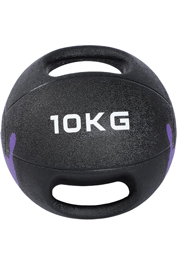 Medicine Ball Dual Handle Grip Black Rubber for Core Cardio Gym Training Pro
