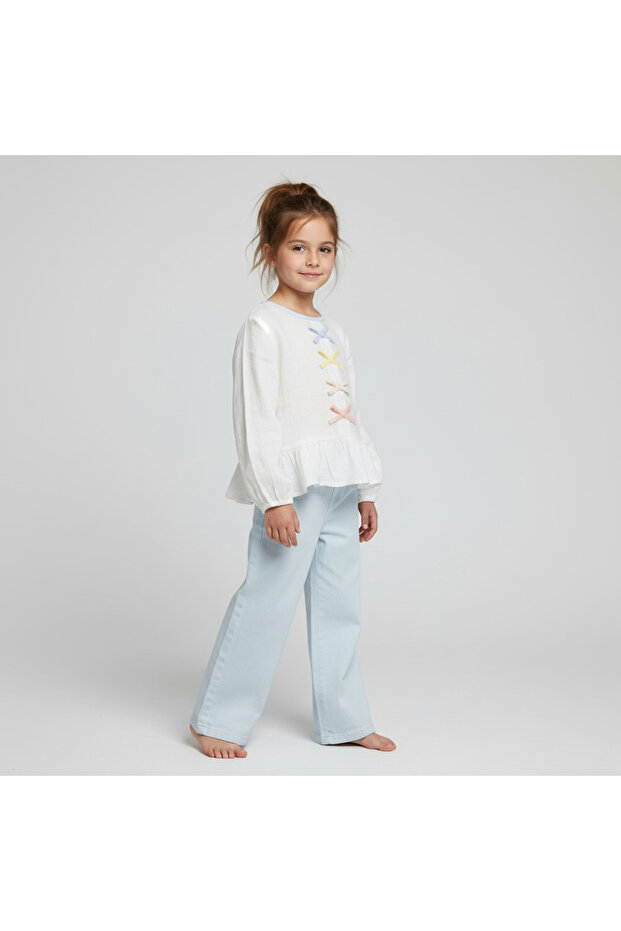 Girl's Bowknot Muslin Set