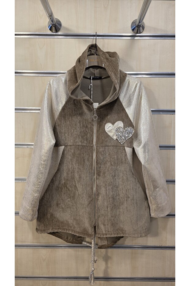 Kadife Ceket Kapüşonlu - 1