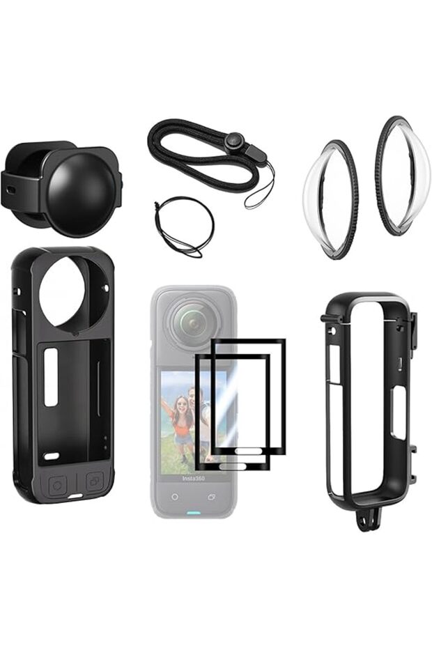 Camera Protective Accessories Kit for Insta 360 X4 – Includes 2 Lens Guards, Lanyard, Screen Prote