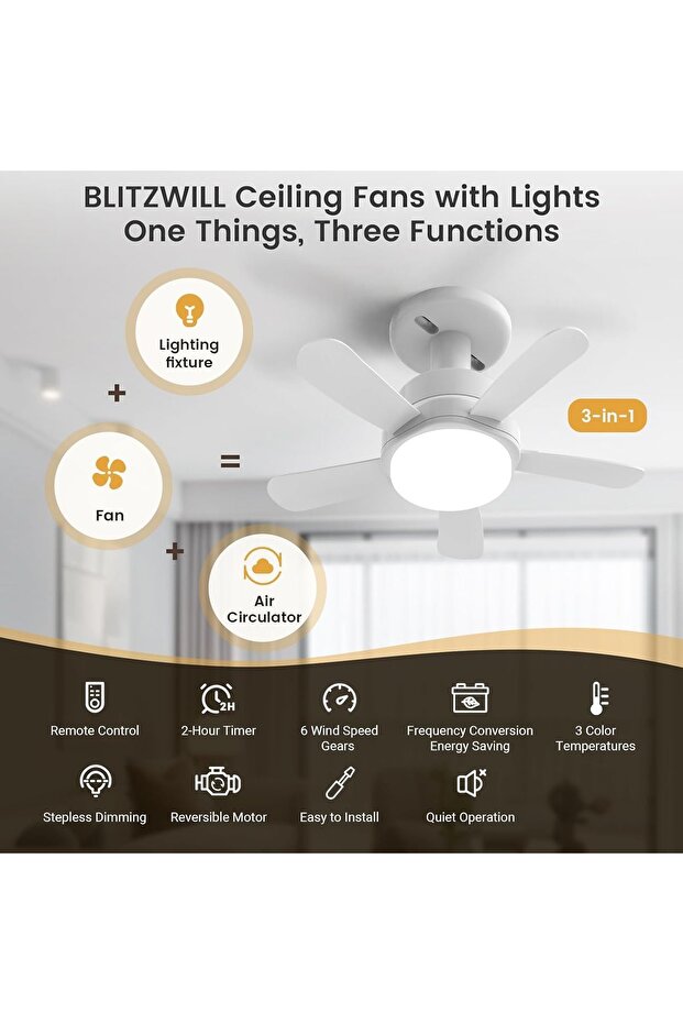 Blitzwill LED ceiling light, 38 cm, remote control, silent, 6 speeds, dimmable, E26/E27, timer - 4