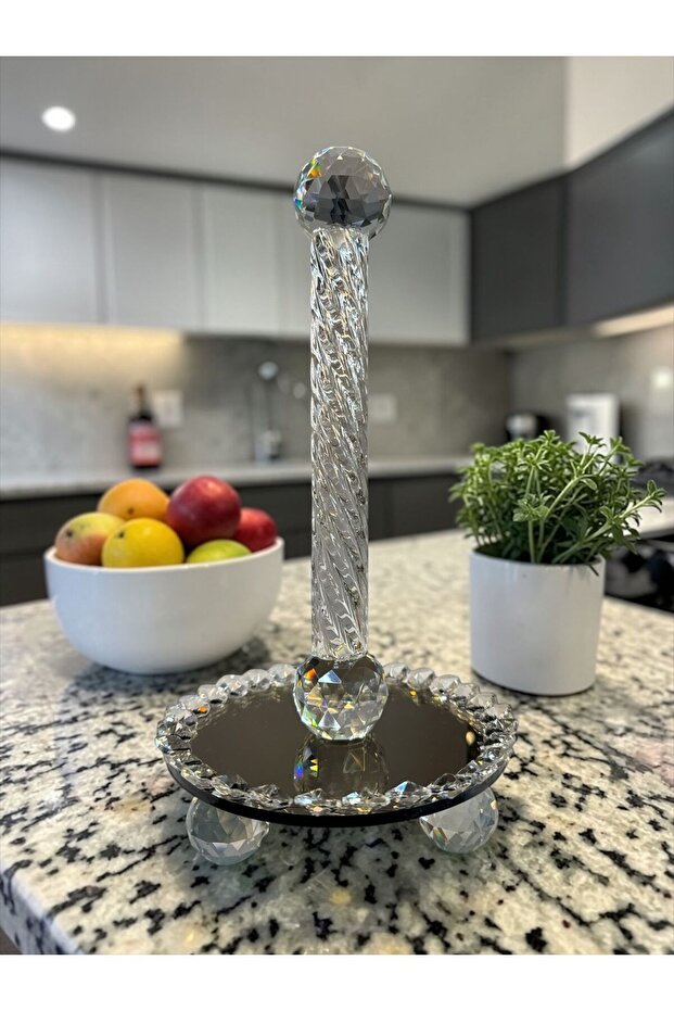 Decorative Crystal Stone Mirrored Single Towel Holder Napkin Holder Gold