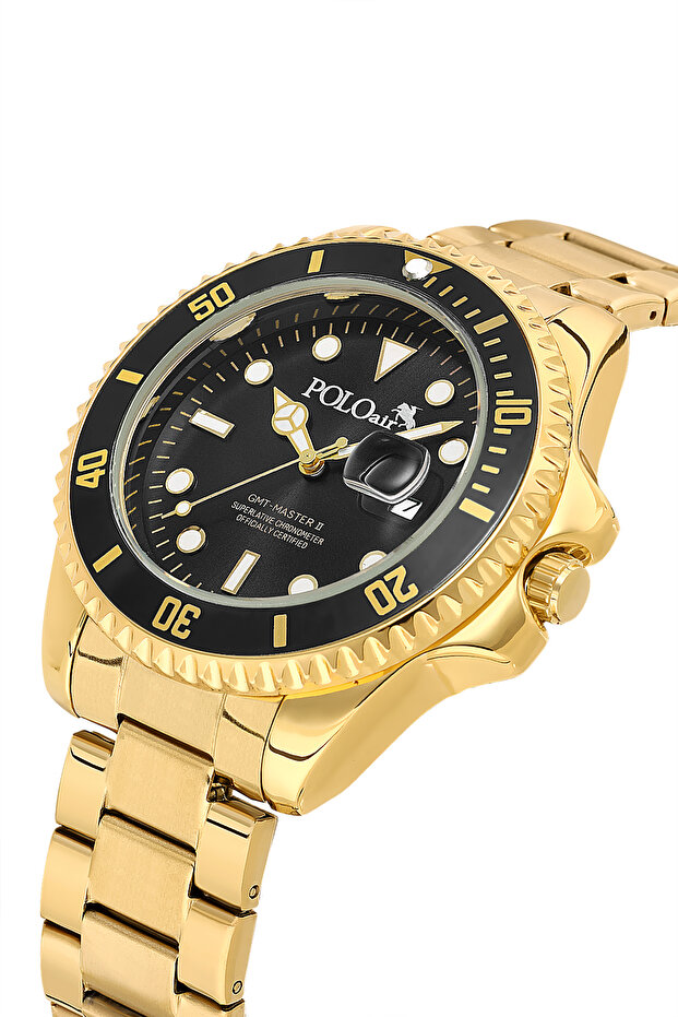 Men's Wristwatch with Lens Calendar Gold Black Color Pl-7073E7X