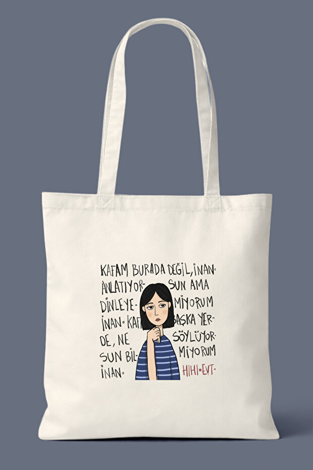 My Head Is Not Here Printed Cloth Bag - Daily Shoulder Bag