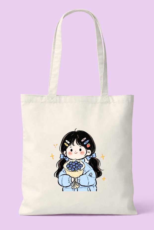 Blueberry Bouquet Girl Printed Cloth Bag - Daily Shoulder Bag