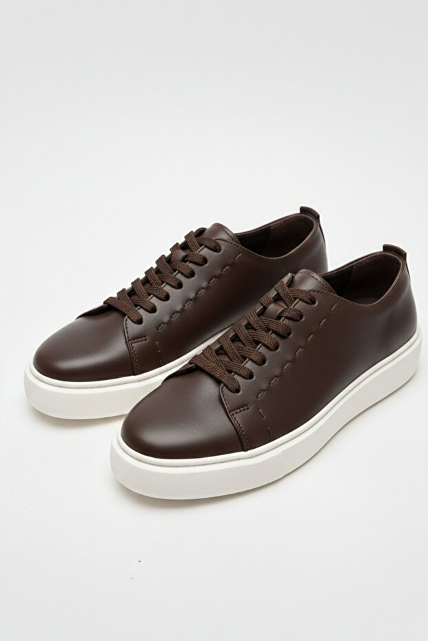 100% Genuine Leather Brown Lace-Up Casual Men's Shoes Luass28Al0055