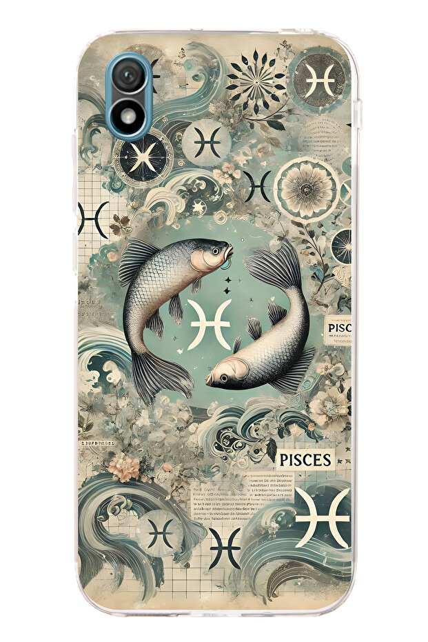 حافظة هاتف شفافة متوافقة مع هاتف هواوي Y5 2019 بنمط برج الحوت - 1