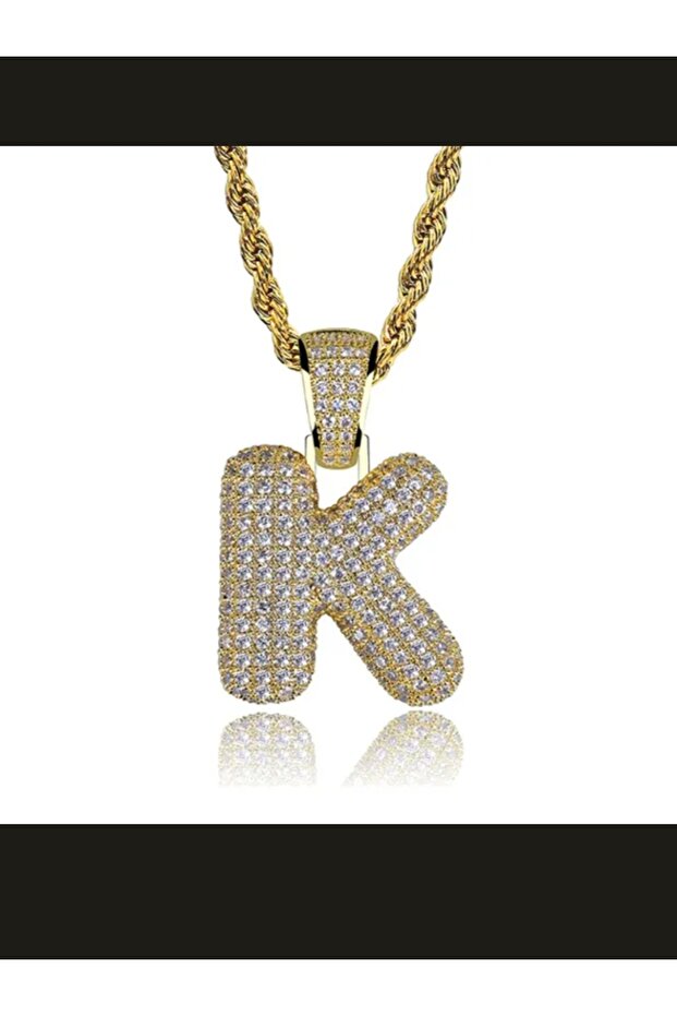 Sparkling Letter "K" - Balloon Design Frosted Necklace