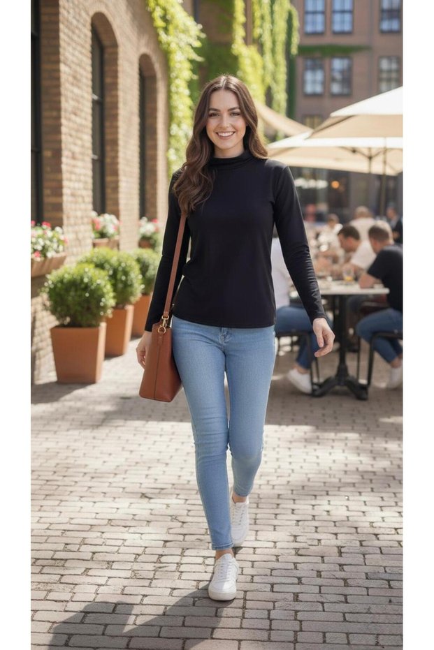 Women's Body High Neck Badi Super Quality Turtleneck Black