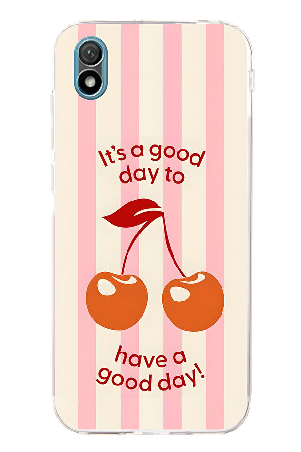 حافظة هاتف شفافة بنمط الكرز متوافقة مع هاتف هواوي Y5 2019 - 1