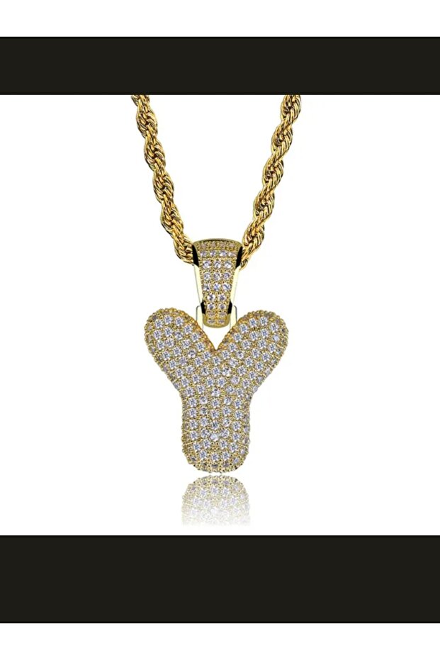Sparkling Letter "Y" - Balloon Design Frosted Necklace