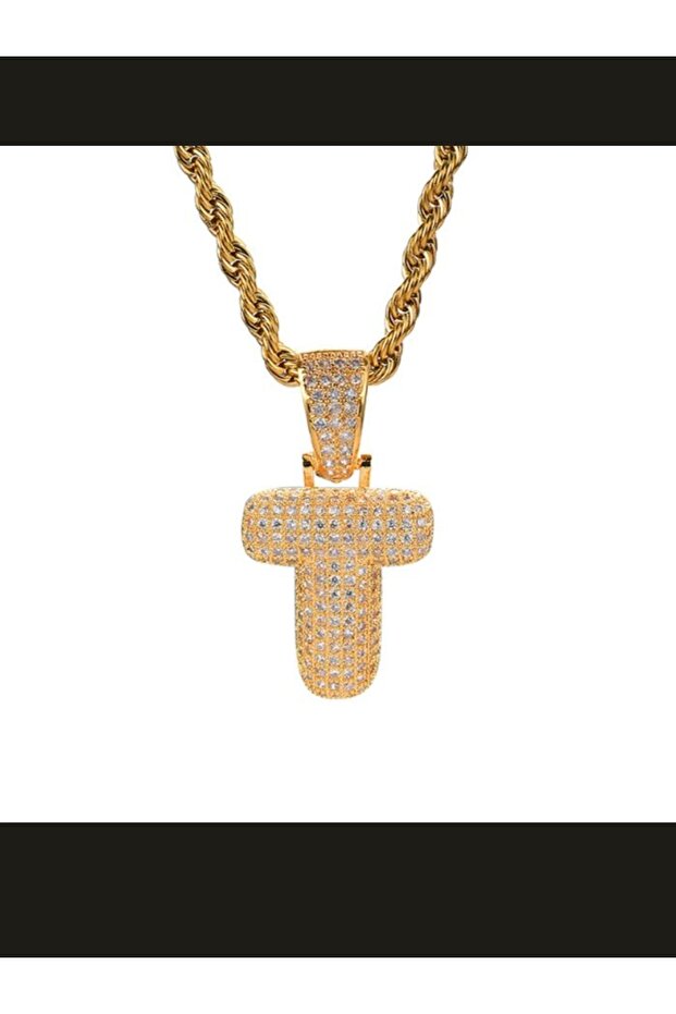 Sparkling Letter "T" - Balloon Design Frosted Necklace