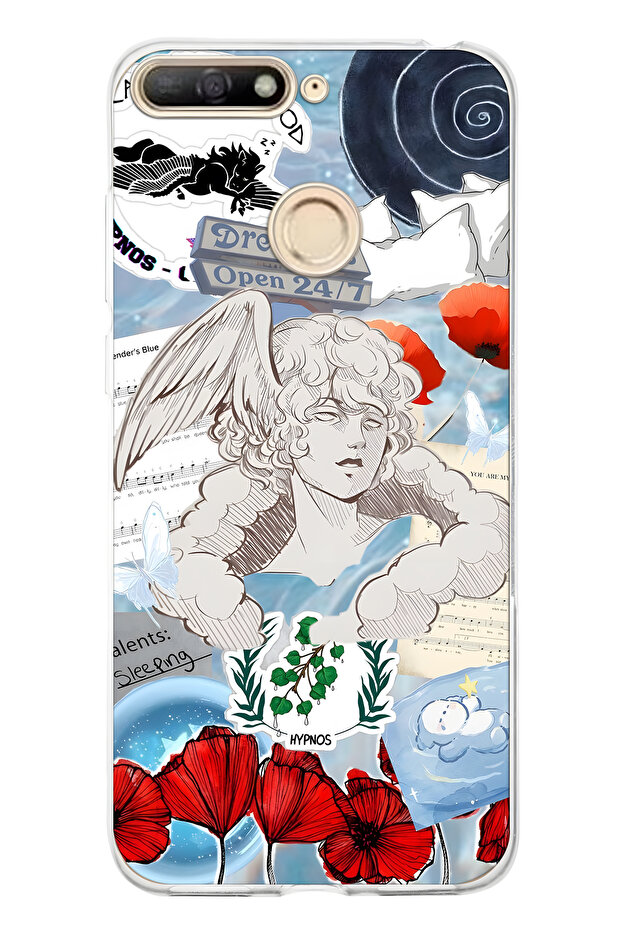 Huawei Y6 2018 Compatible Hypnos Patterned Transparent Phone Case - 1