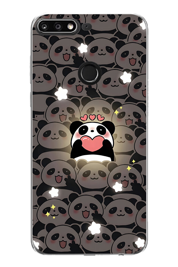 حافظة هاتف شفافة متوافقة مع هاتف هواوي Y7 2018 بنمط الباندا اللطيف - 1