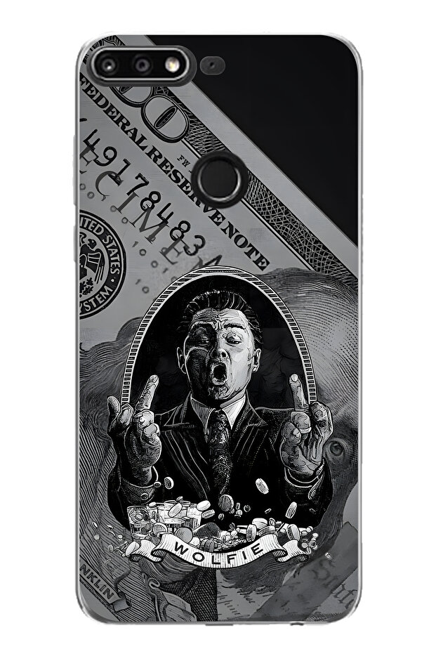 حافظة هاتف شفافة متوافقة مع هاتف هواوي Y7 2018 بنمط وولفي - 1