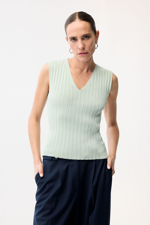 V Yaka Triko Bluz - 1