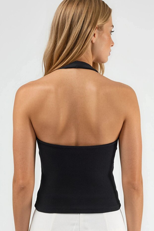 Halter Yaka Esnek Örme Top - 3