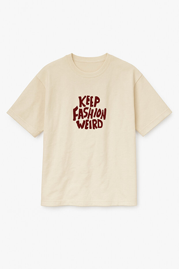 Oversize Unisex Keep Fashion Weird Printed T-Shirt