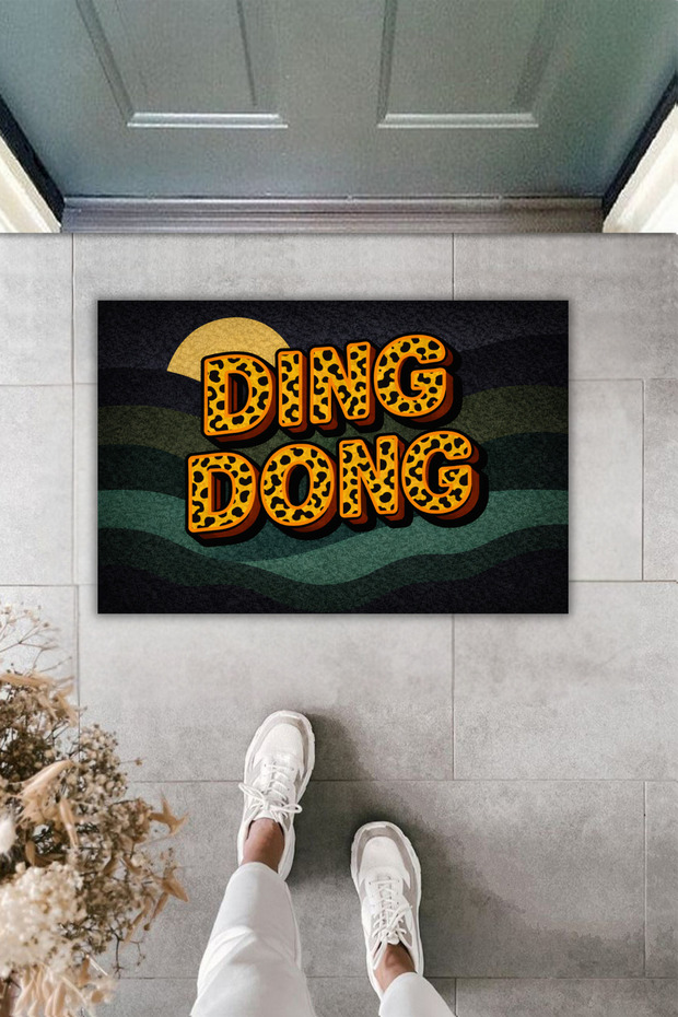 سجادة أرضية حديثة بطباعة رقمية - نمط الفهد DING DONG | تصميم داكن للطبيعة والليل - سجادة أمام الباب