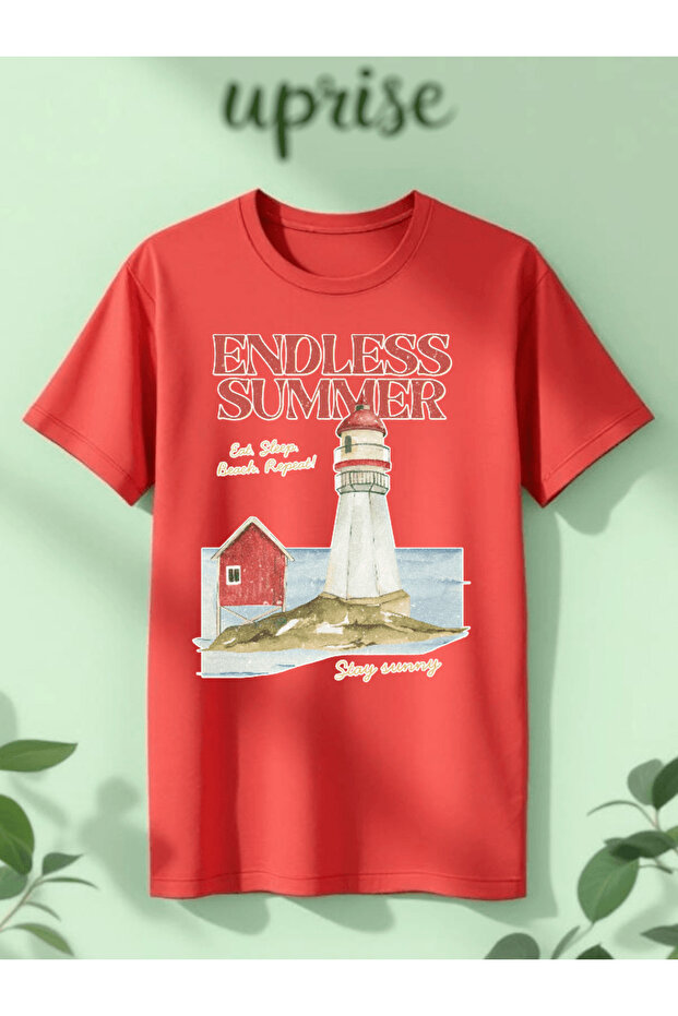 تي شيرت قطني مطبوع عليه Endless Summer مقاس كبير