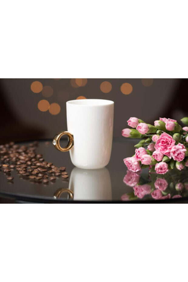 White Ceramic Mug with Ring Handle - 2