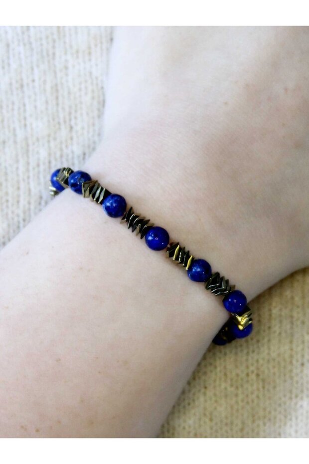 Natural Stone Lapis Hematite Natural Stone Women's Natural Stone Bracelet Eub13Lpsh