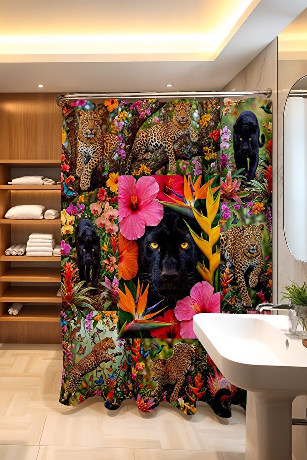 Bathroom Curtain, Forest Kingdom Patterned Shower Curtain, Bathtub Curtain 175X200Cm