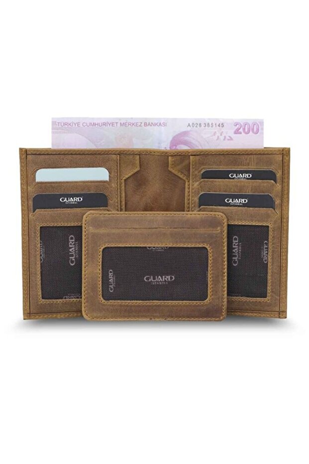 Antique Tan Genuine Leather Men's Wallet with Removable Hidden Card Holder // Grd260225Wt1578