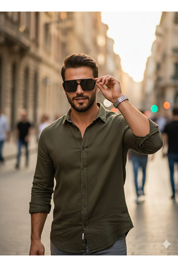 Black Glass Square Shaped Retro Men's and Women's Sunglasses - Thin Black Frame