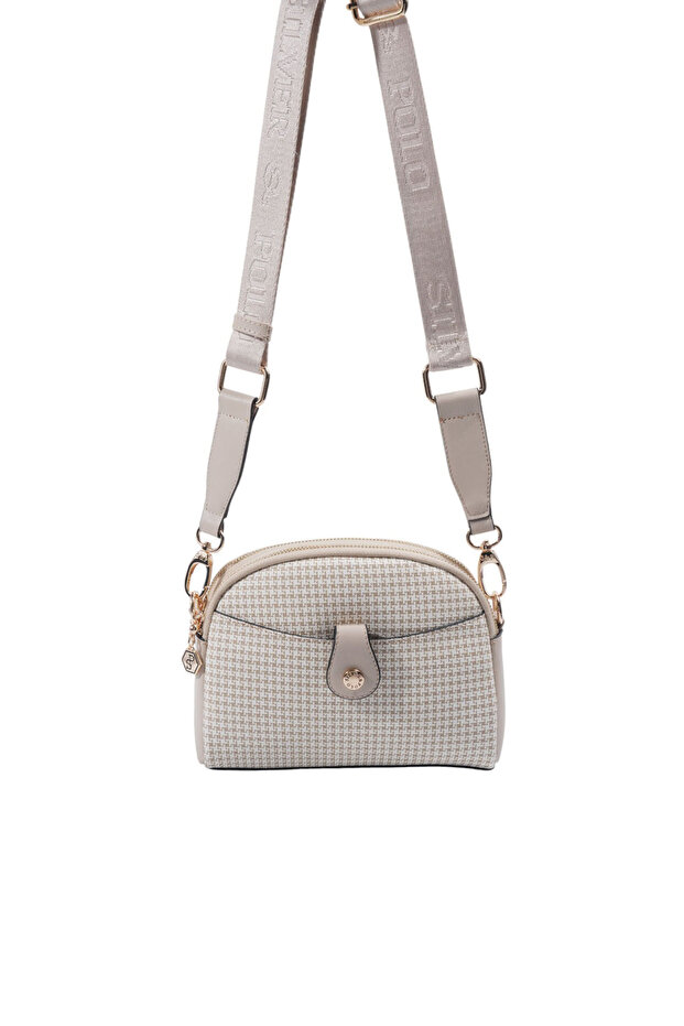 Sand - Sand Beige Houndstooth Plaid Women's Crossbody Bag Sp1144