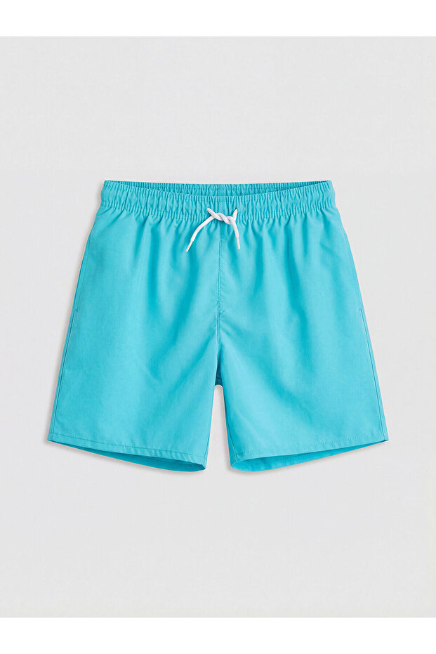Turquoise Boys' Swim Shorts with Elastic Waist