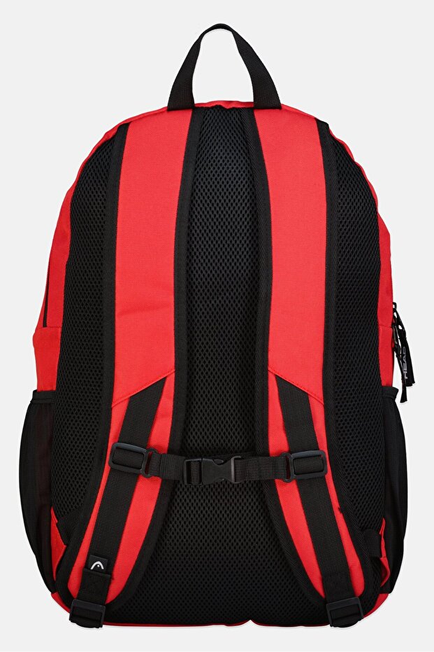 Men Brand Logo Basic Backpack With Elastics, Red - 2