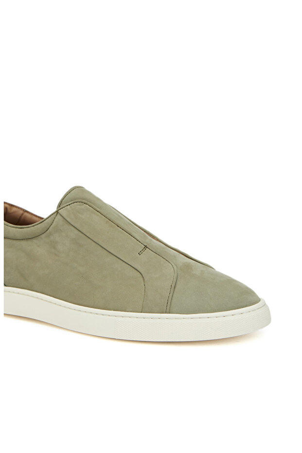 Açık Haki Erkek Deri Sneaker - 6