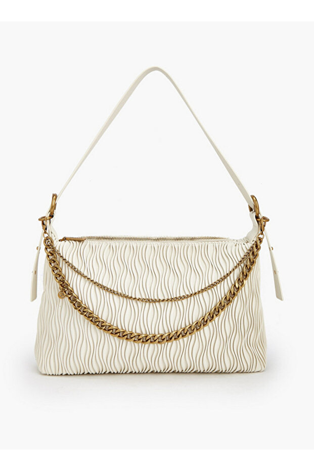Textured Shoulder Bag with Adjustable Strap - 1
