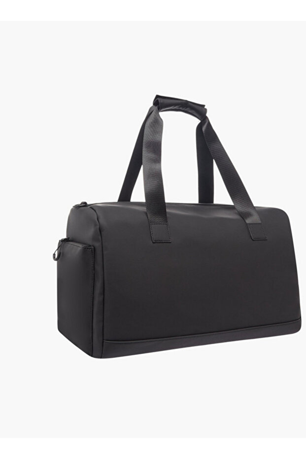 Solid Duffle Bag with Zip Closure and Detachable Strap - 4