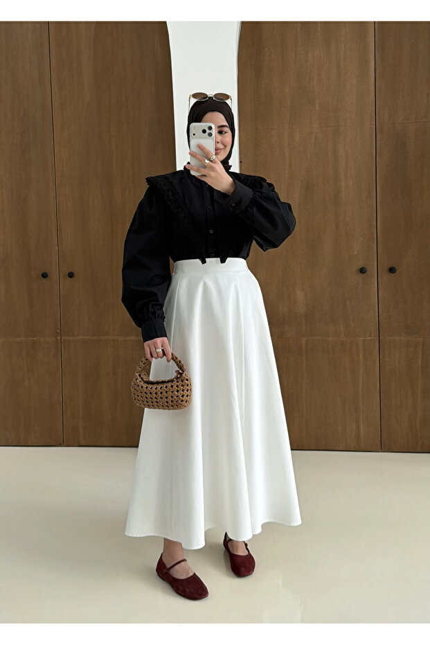 DANTEL DESEN GÖMLEK SİYAH - 3