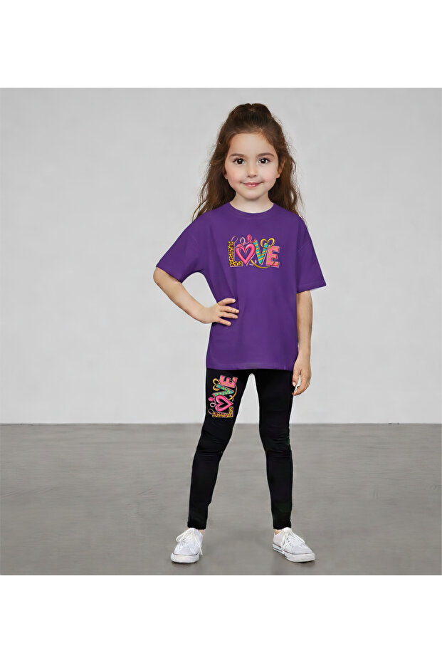 Love Printed Top and Bottom Set T-Shirt Tights