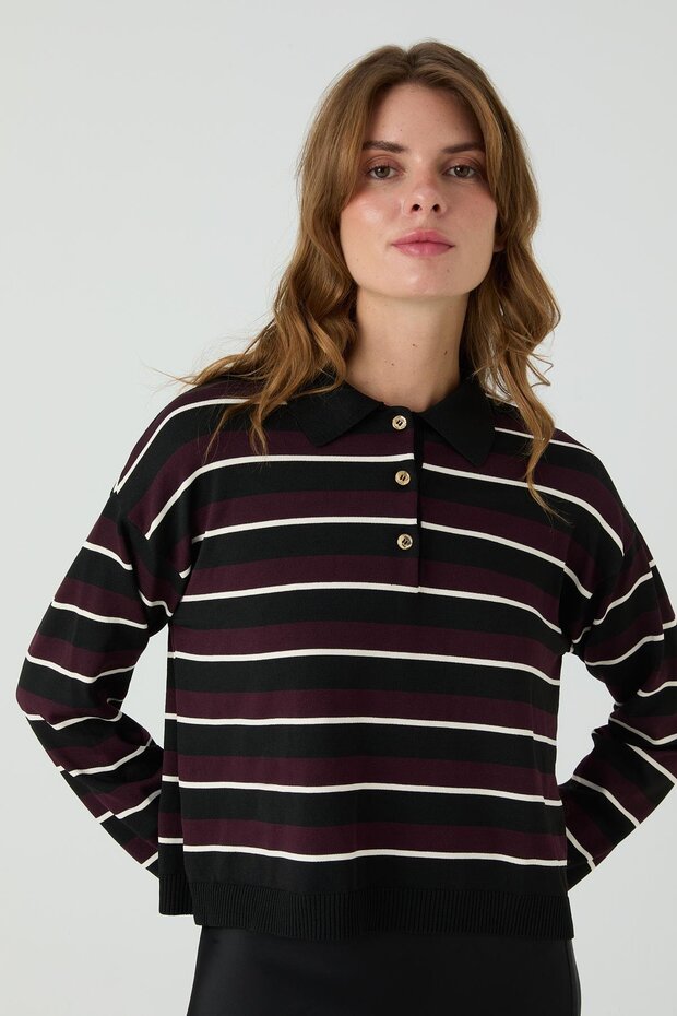 Oak Striped Sweater Black