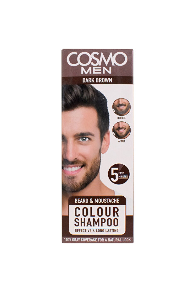 Men Beard & Moustache Colour Shampoo Dark Brown 180ml