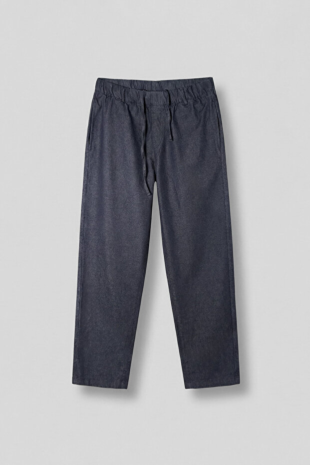 Men's Relaxed Fit Elastic Waist Flexible Trousers Navy Blue