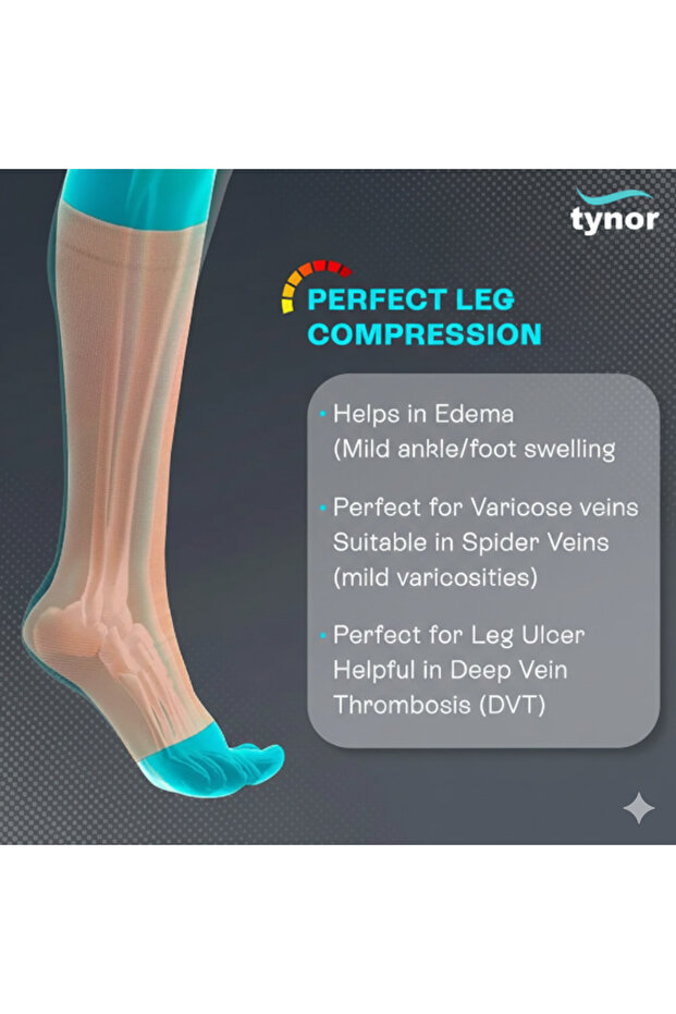 Compression Stocking Below Knee Classic I 16/Medium Size(تاينور جوارب ضاغطة أسفل الركبة مقاسM) - 2