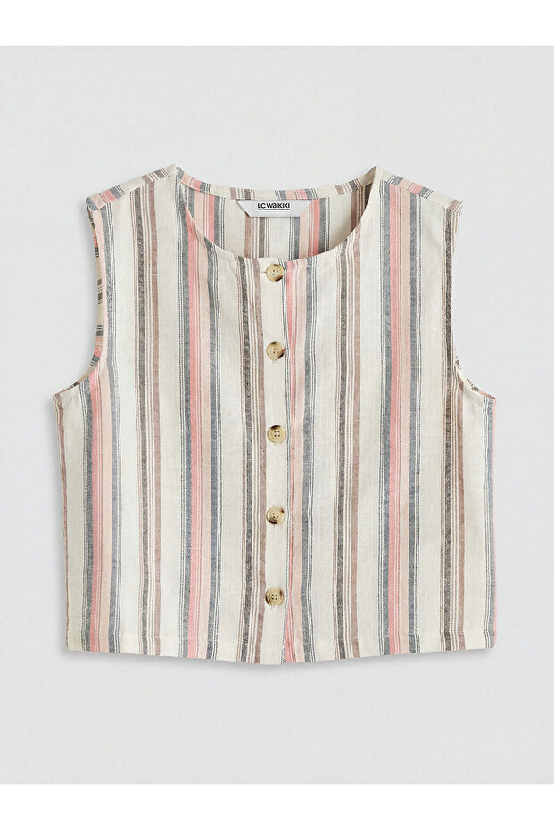 Striped Linen Blend Girls' Shirt