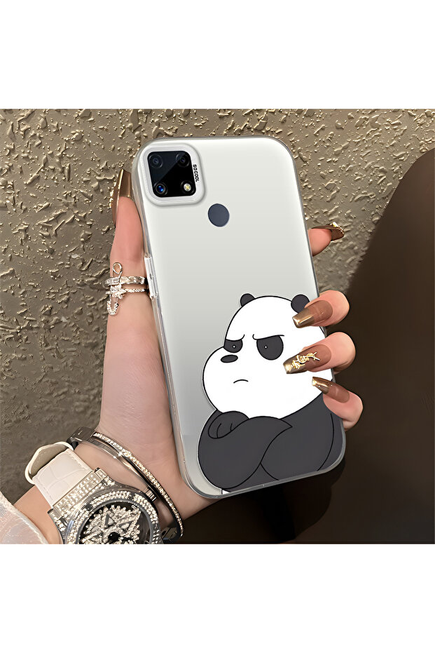 Realme C15 Compatible Plain Panda Patterned, High Quality, Drop Resistant Case - 1