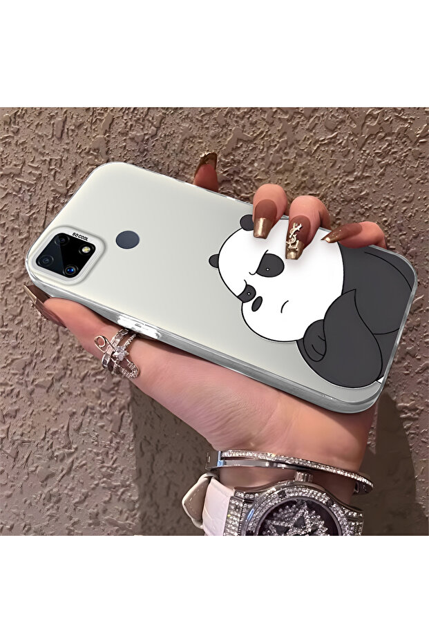 Realme C15 Compatible Plain Panda Patterned, High Quality, Drop Resistant Case - 2