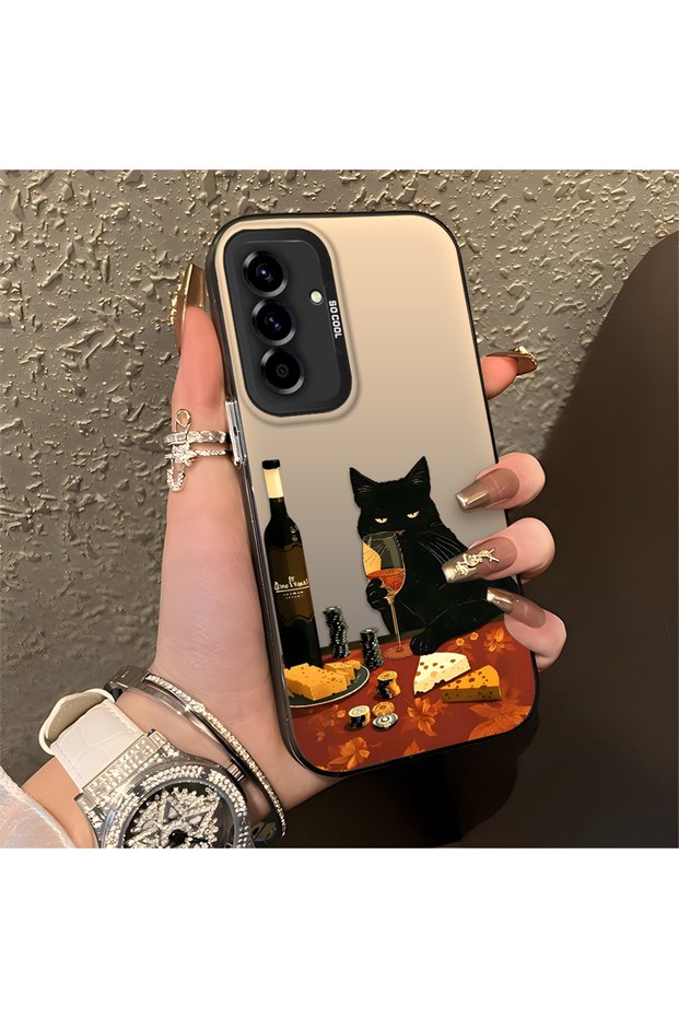 Samsung Galaxy A36 Compatible High Quality Plain Cat Pattern Slim Silicone Case