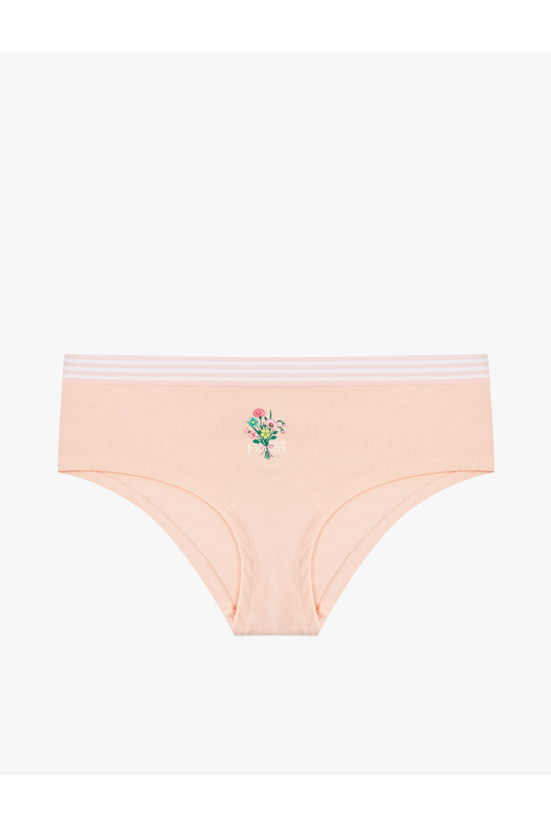Cotton Floral Printed High Waist Hipster Panties with Waist Detail