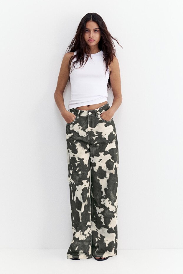 İnek desenli baggy jean - 2