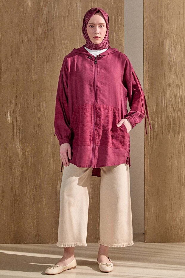 Kapüşonlu Keten Kap - 1