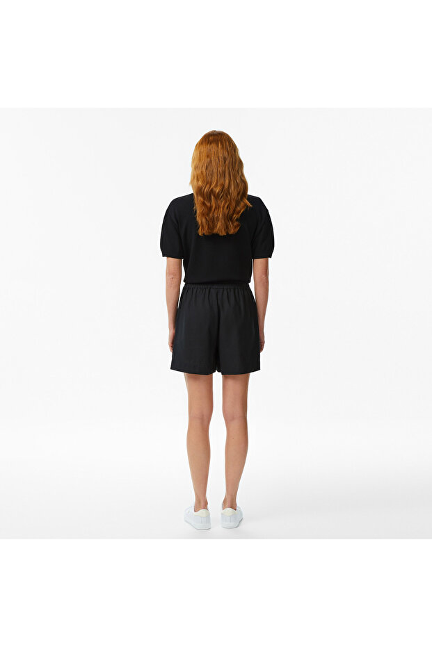 Kadın Relaxed Fit Siyah Bermuda Şort - 3